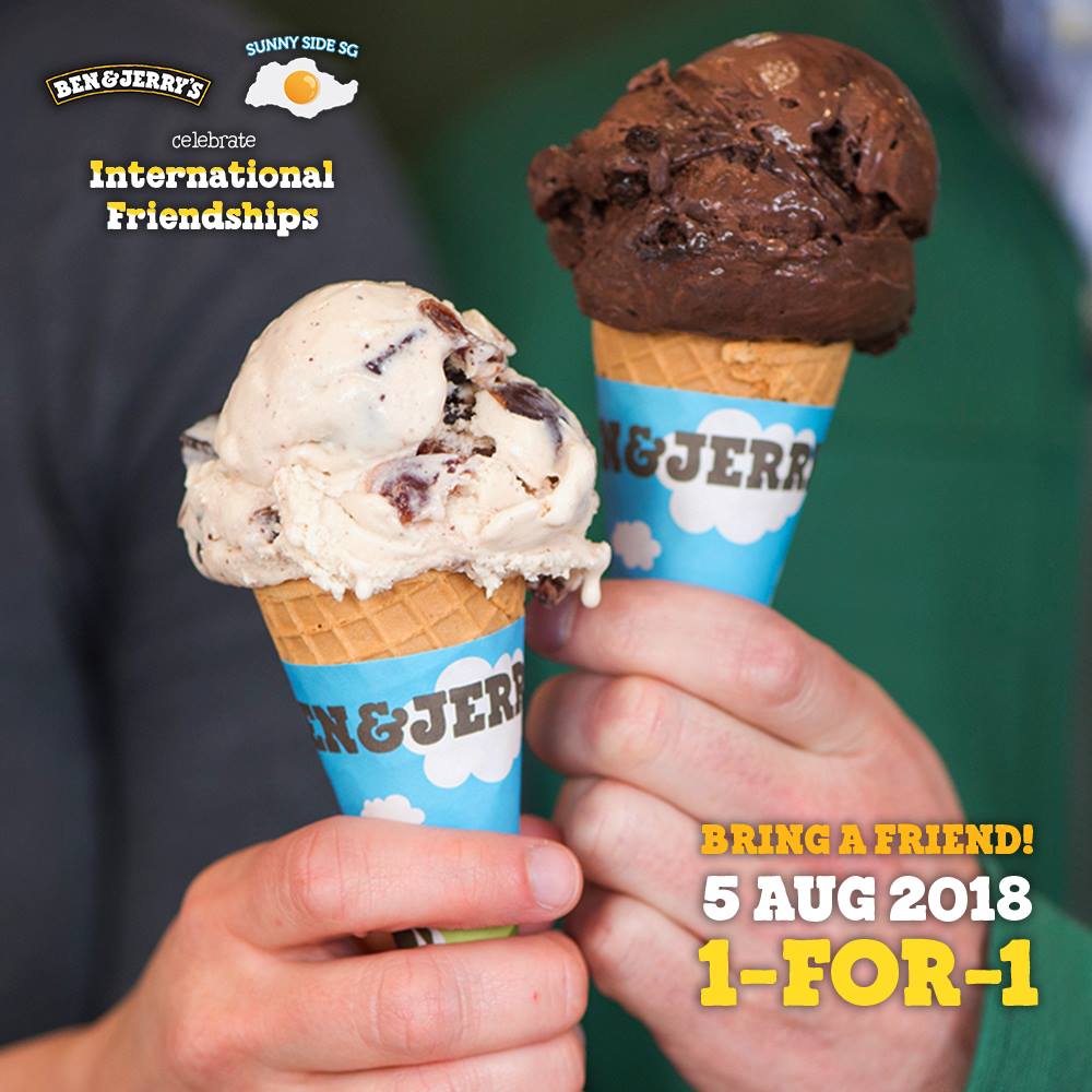 将联手推出冰淇淋买一送一活动ben&jerry与sunny side sg本周日(8月5